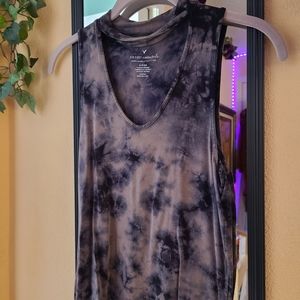 Fitted tank crop top with cut out neckline